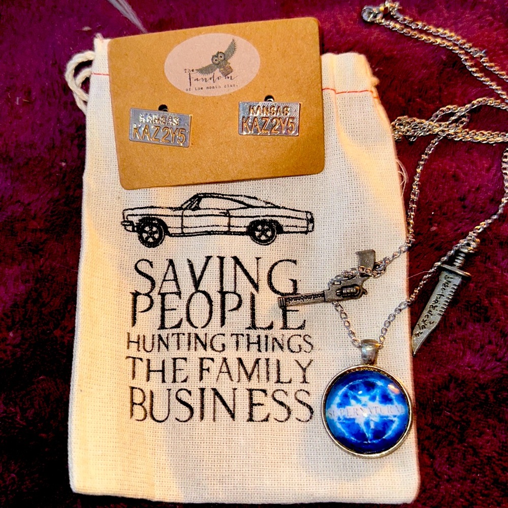 Supernatural Necklace, Earrings, Ring and Bag